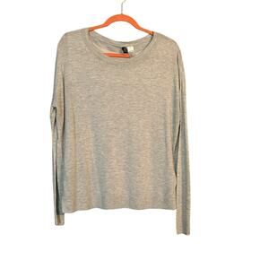 Divided Gray Lightweight Sweater White Lining Split Back L Casual Leisurewear